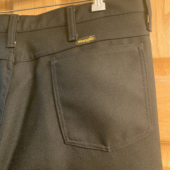 VINTAGE Wrangler Pants Mens 37X26 Black Bootcut Polyester Cowboy Western 38X29 - Picture 3 of 4
